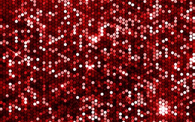 4k, fundo de mosaico vermelho, arte abstrata, padr&#245;es de mosaico, fundo de c&#237;rculos vermelhos, texturas de mosaico, fundo com mosaico, padr&#245;es de c&#237;rculos, fundos vermelhos