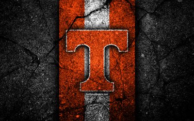 Tennessee Volunteers, 4k, american football team, NCAA, orange white stone, USA, asphalt texture, american football, Tennessee Volunteers logo
