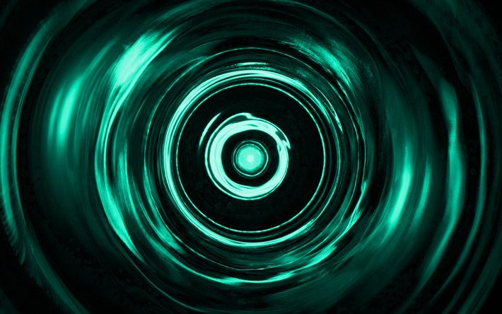 turquoise spiral background, 4K, turquoise vortex, spiral textures, 3D art, turquoise waves background, wavy textures, turquoise backgrounds