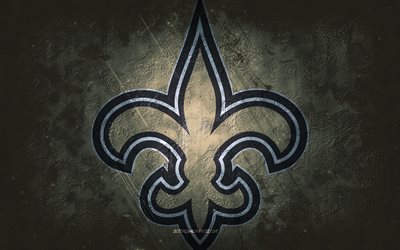 New Orleans Saints, American football team, brown stone background, New Orleans Saints logo, grunge art, NFL, American football, USA, New Orleans Saints emblem