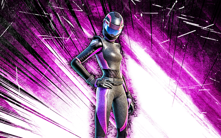 4k, Pitstop, grunge art, Fortnite Battle Royale, Fortnite characters, purple abstract rays, Pitstop Skin, Fortnite, Pitstop Fortnite