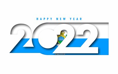 Felice Anno Nuovo 2022 San Marino, sfondo bianco, San Marino 2022, San Marino 2022 Capodanno, 2022 concetti, San Marino, Bandiera di San Marino