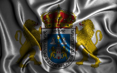 Lugon lippu, 4k, silkki aaltoilevat liput, Espanjan kaupungit, Lugon p&#228;iv&#228;, kangasliput, 3D-taide, Lugo, Lugo 3D lippu