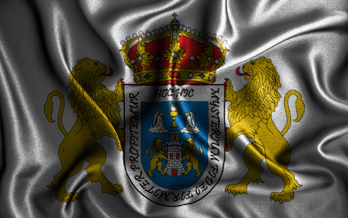 Bandiera di Lugo, 4k, bandiere ondulate di seta, citt&#224; spagnole, Giorno di Lugo, bandiere in tessuto, arte 3D, Lugo, citt&#224; della Spagna, bandiera Lugo 3D