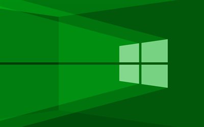 دقة فوركي, شعار Windows 10 الأخضر, أخضر، جرد، الخلفية, تقليص, التقليل لأصغر كمية ممكنة, Windows 10, Windows 10 بساطتها
