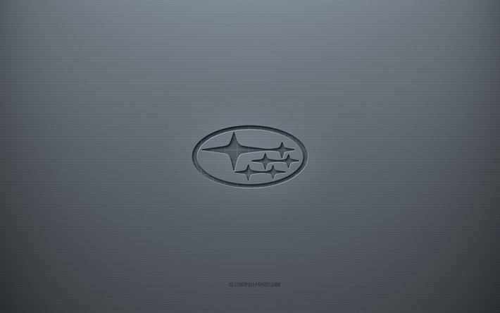 Subaru-logo, harmaa luova tausta, Subaru-tunnus, harmaa paperirakenne, Subaru, harmaa tausta, Subaru 3d-logo