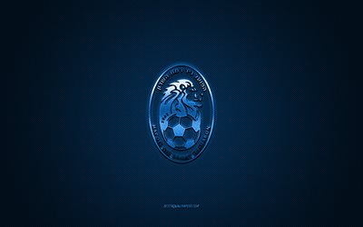 Hapoel Nir Ramat HaSharon FC, Israeli football club, Liga Leumit, blue logo, blue carbon fiber background, football, Ramat HaSharon, Israel, Hapoel Nir Ramat HaSharon FC logo