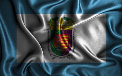 Malagan lippu, 4k, silkki aaltoilevat liput, Espanjan maakunnat, Malagan p&#228;iv&#228;, kangasliput, 3D-taide, Malaga, Eurooppa, Malaga 3D lippu, Espanja