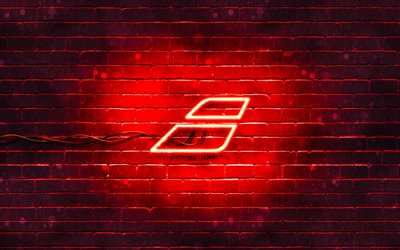 Logo rouge Babolat, 4k, mur de briques rouges, logo Babolat, marques, logo n&#233;on Babolat, Babolat