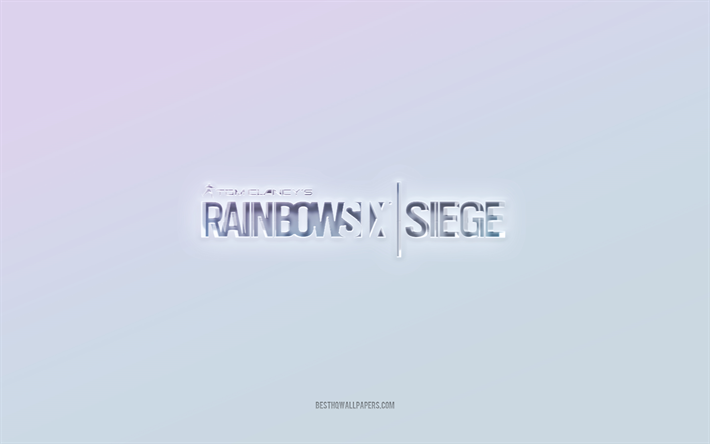 rainbow six siege-logo, ausgeschnittener 3d-text, wei&#223;er hintergrund, rainbow six siege-3d-logo, rainbow six siege-emblem, rainbow six siege, gepr&#228;gtes logo, rainbow six siege-3d-emblem