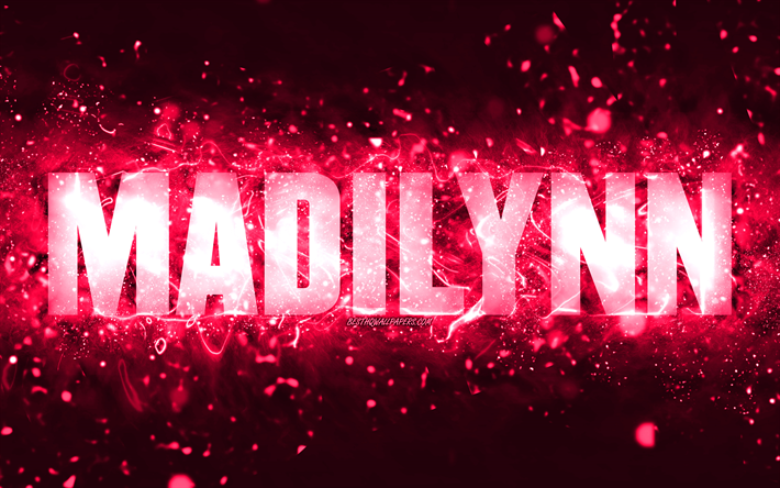 Download wallpapers Happy Birthday Madilynn, 4k, pink neon lights ...