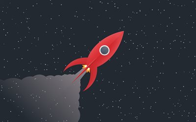 rote rakete im weltraum, startup, raketenstart, weltraum, rote rakete, startup-konzepte, gesch&#228;ft