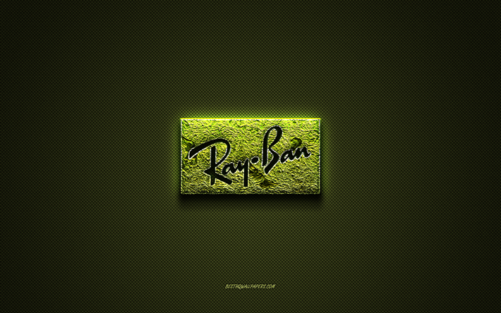 レイバンのロゴ, 緑の創造的なロゴ, 花のアートのロゴ, レイバンエンブレム, 緑の炭素繊維の質感, Ray-Ban, クリエイティブアート