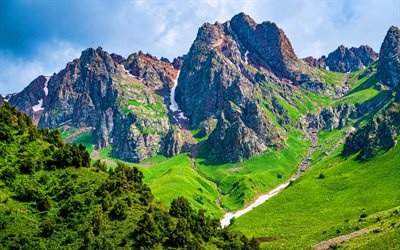 kirgisistan, hdr, sommer, berge, schöne natur, asien