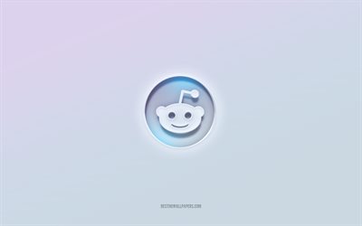 Reddit-logo, leikattu 3d-teksti, valkoinen tausta, Reddit 3d -logo, Reddit-tunnus, Reddit, kohokuvioitu logo, Reddit 3d -tunnus
