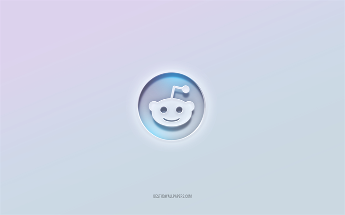 Logotipo do Reddit, texto cortado em 3D, fundo branco, logotipo do Reddit 3D, emblema do Reddit, Reddit, logotipo em relevo, emblema do Reddit 3D
