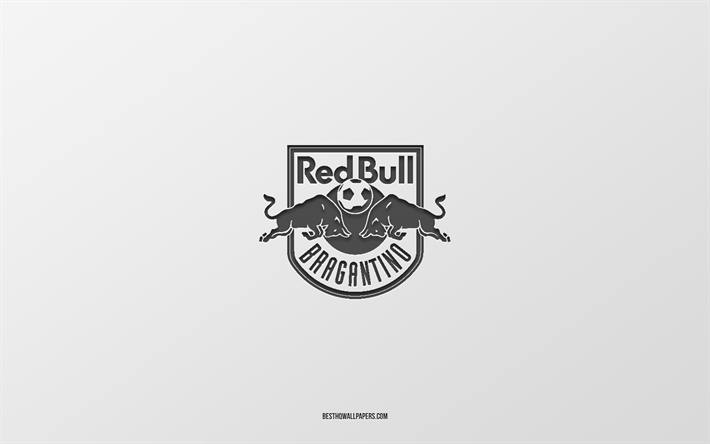 Red Bull Bragantino, fond blanc, &#233;quipe de football br&#233;silienne, embl&#232;me Red Bull Bragantino, Serie A, Sao Paulo, Br&#233;sil, football, logo Red Bull Bragantino