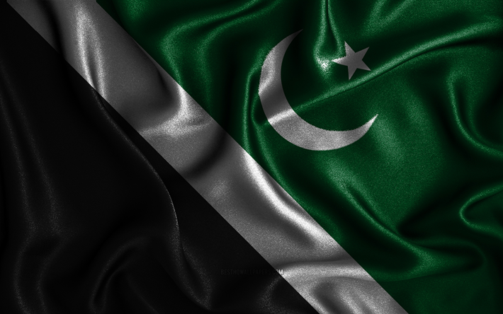 Drapeau du territoire de la capitale d&#39;Islamabad, 4k, drapeaux ondul&#233;s en soie, provinces pakistanaises, Jour du territoire de la capitale d&#39;Islamabad, drapeaux en tissu, art 3D, Territoire de la capitale d&#39;Islamabad, Asie, Provinces du P