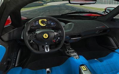 2022, Ferrari Daytona SP3, 4k, interior, vista interna, painel, Daytona SP3, carro de corrida, supercarro, carros esportivos italianos, Ferrari