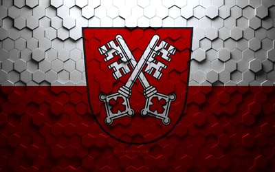 Flag of Regensburg, honeycomb art, Regensburg hexagons flag, Regensburg, 3d hexagons art, Regensburg flag