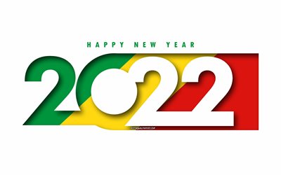 Happy New Year 2022 Republic of the Congo, white background, Republic of the Congo 2022, Republic of the Congo 2022 New Year, 2022 concepts, Republic of the Congo, Flag of Republic of the Congo
