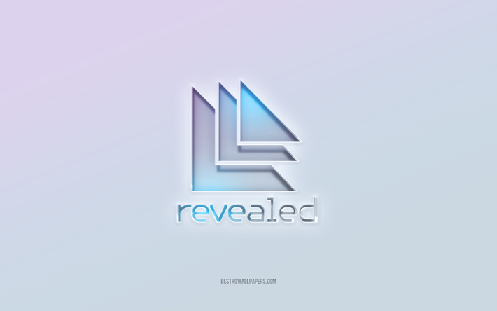 Revealed Recordings -logo, leikattu 3D-teksti, valkoinen tausta, Revealed Recordings 3d -logo, Revealed Recordings -tunnus, Revealed Recordings, kohokuvioitu logo, Revealed Recordings 3d -tunnus