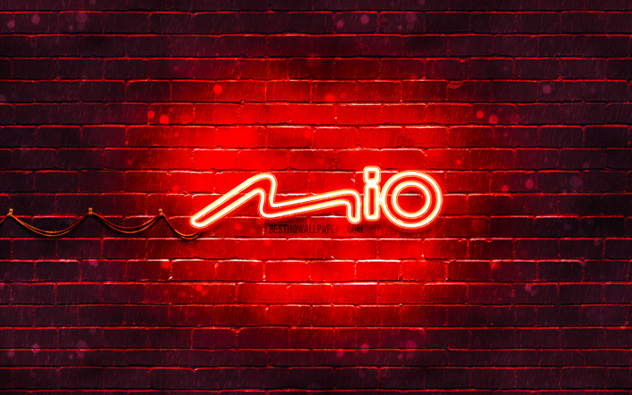 Download wallpapers Mio red logo, 4k, red brickwall, Mio logo, brands ...