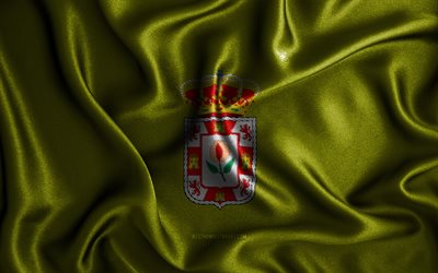 Granadas flagga, 4k, v&#229;giga sidenflaggor, spanska provinser, Granadas dag, tygflaggor, 3D-konst, Granada, Europa, Spaniens provinser, Granadas 3D-flagga, Spanien