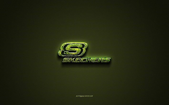 Skechers-logo, vihre&#228; luova logo, kukka taidelogo, Skechers-tunnus, vihre&#228; hiilikuiturakenne, Skechers, luova taide