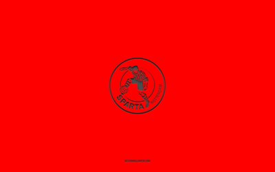 Sparta Rotterdam, fond rouge, &#233;quipe de football n&#233;erlandaise, embl&#232;me du Sparta Rotterdam, Eredivisie, Rotterdam, Pays-Bas, football, logo Sparta Rotterdam