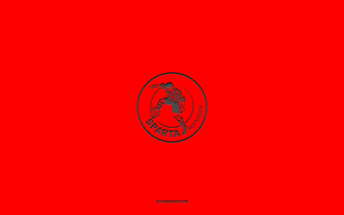 Sparta Rotterdam, fond rouge, &#233;quipe de football n&#233;erlandaise, embl&#232;me du Sparta Rotterdam, Eredivisie, Rotterdam, Pays-Bas, football, logo Sparta Rotterdam