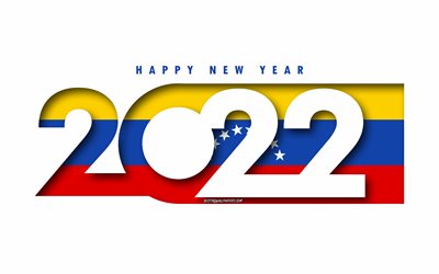 Felice Anno Nuovo 2022 Venezuela, sfondo bianco, Venezuela 2022, Venezuela 2022 Anno nuovo, 2022 concetti, Venezuela, Bandiera del Venezuela