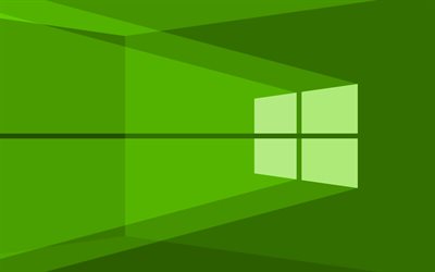 دقة فوركي, شعار Windows 10 lime, الجير خلفية مجردة, تقليص, التقليل لأصغر كمية ممكنة, Windows 10, Windows 10 بساطتها