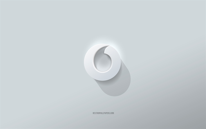ボーダフォンのロゴ, 白背景, Vodafone3dロゴ, 3Dアート, ボーダフォン, 3Dボーダフォンエンブレム