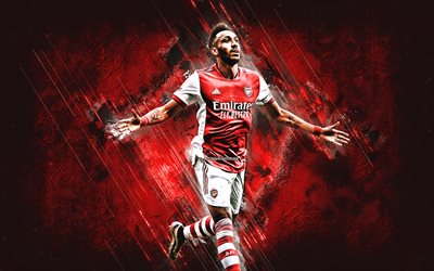 Pierre-Emerick Aubameyang, Arsenal FC, Londra, calciatore Gabon, pietra rossa, sfondo, calcio, Aubameyang Arsenal FC, Premier League, Inghilterra