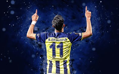 Mergim Berisha, 2021, 4k, Fenerbahce SK, calciatori tedeschi, Turkish Super Lig, calcio, luci al neon blu, Fenerbahce FC, Mergim Berisha Fenerbahce, Mergim Berisha 4K