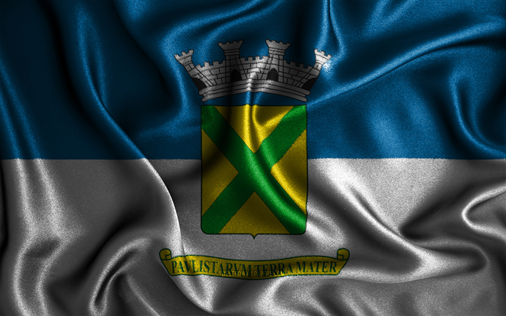 Santo Andres flagga, 4k, v&#229;giga sidenflaggor, brasilianska st&#228;der, Santo Andres dag, tygflaggor, 3D-konst, Santo Andre, Brasiliens st&#228;der, Santo Andres 3D-flagga