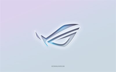ROG logo, cut out 3d text, white background, ROG 3d logo, ROG emblem, ROG, embossed logo, ROG 3d emblem, ASUS, Republic of Gamers