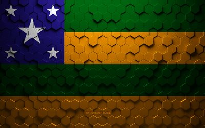 Flag of Sergipe, honeycomb art, Sergipe hexagons flag, Sergipe, 3d hexagons art, Sergipe flag