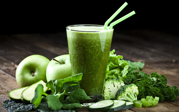 frullati verdi, frullati di mele, bevande salutari, frullati di broccoli e cetrioli, cibo sano, frullati