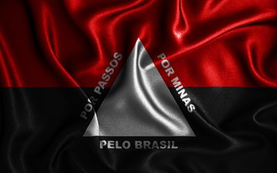 Bandeira de Passos, 4k, bandeiras onduladas de seda, cidades brasileiras, Dia de Passos, bandeiras de tecido, arte 3D, Passos, cidades do Brasil, bandeira 3D de Passos