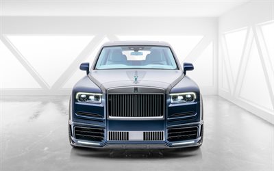 Rolls-Royce Cullinan, Mansory Sahil Şeridi, &#246;nden g&#246;r&#252;n&#252;m, dış cephe, l&#252;ks SUV, mavi Cullinan, Cullinan tuning, Mansory, Rolls-Royce