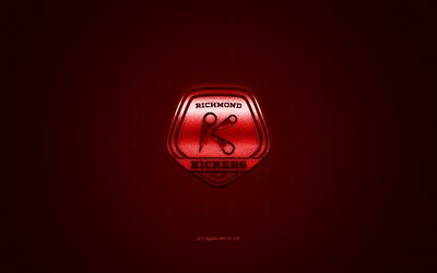 richmond kickers, amerikanischer fu&#223;ballverein, rotes logo, roter kohlefaserhintergrund, usl league one, fu&#223;ball, richmond, usa, richmond kickers-logo