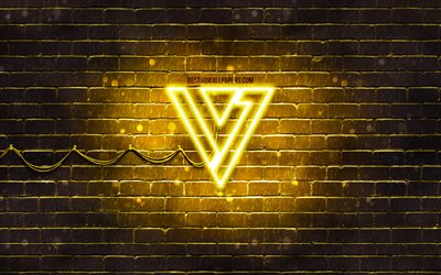 Seventeen yellow logo, 4k, K-pop, music stars, yellow brickwall, Seventeen logo, varum&#228;rken, K-Pop Boy Band, Seventeen neon logo, Seventeen