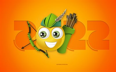 2022 Yay Yılı, Yeni Yılınız Kutlu Olsun 2022, sarı arka plan, 3D Yay burcu, 2022 Yeni Yıl, Yay burcu, 2022 kavramlar, Yay