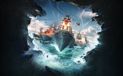 Savaş gemisi d&#252;nya, 5K, poster, B&#252;y&#252;ledi