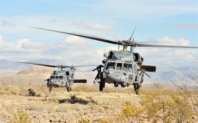 Sikorsky UH-60 Black Hawk, h&#233;licopt&#232;re militaire, les etats-unis, dans le d&#233;sert, de l&#39;USAF