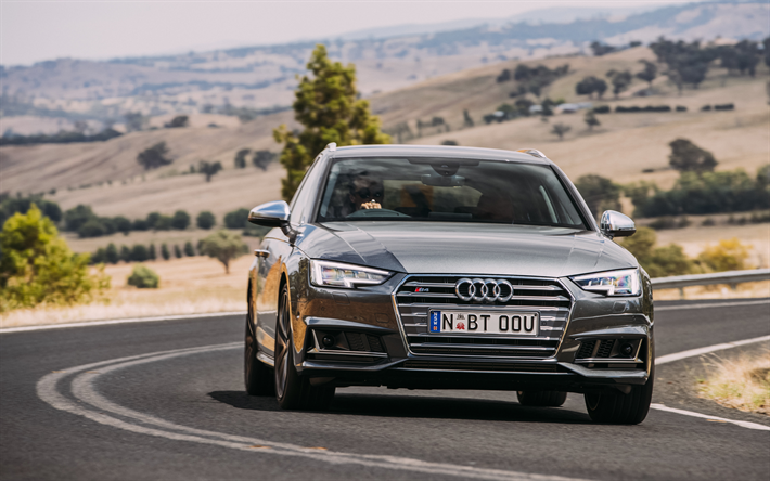Audi S4, 4k, 2018 autoja, tie, uusi S4, saksan autoja, Audi