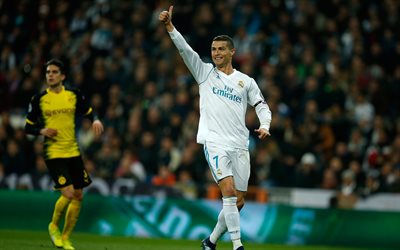 Cristiano Ronaldo, Champions League, Real Madrid, Spanien, fotboll, 4k, Portugisisk fotbollsspelare, star