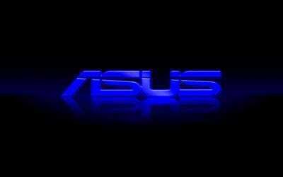 Asus, azul do logotipo, trevas, criativo, Log&#243;tipo da Asus